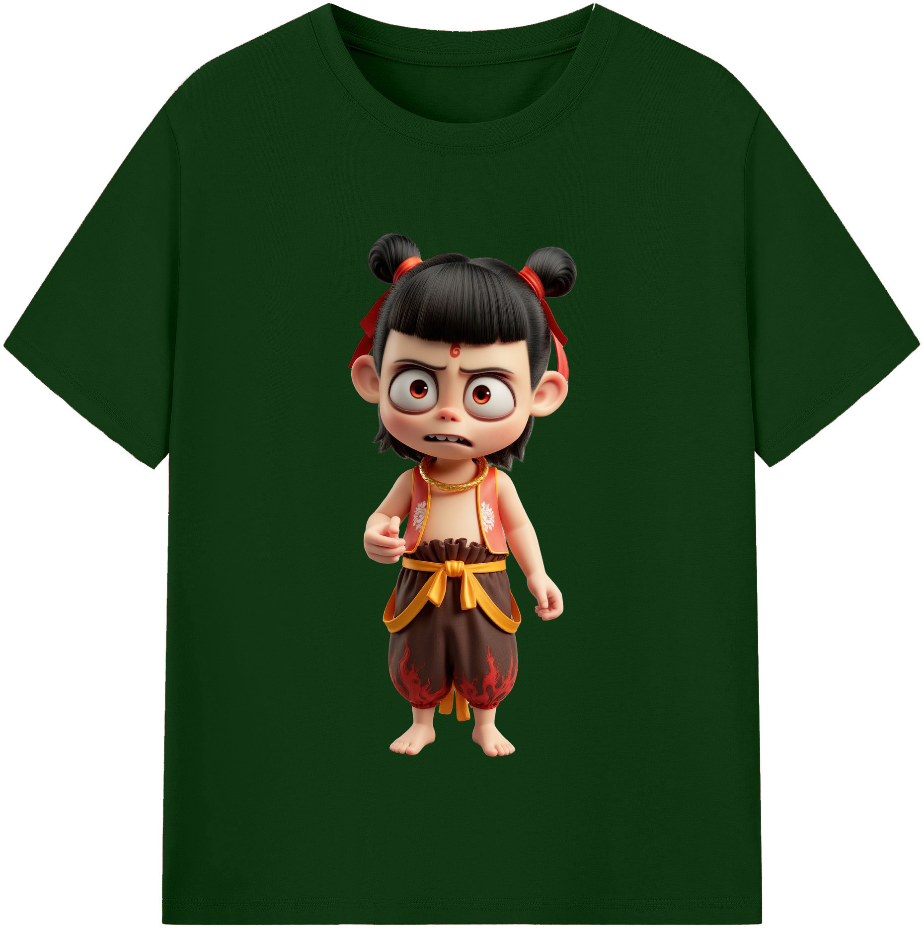 （画像用） Ne Zha 2 ナタ 魔童の大暴れ 綿100％半袖Tシャツ（フロントプリント）